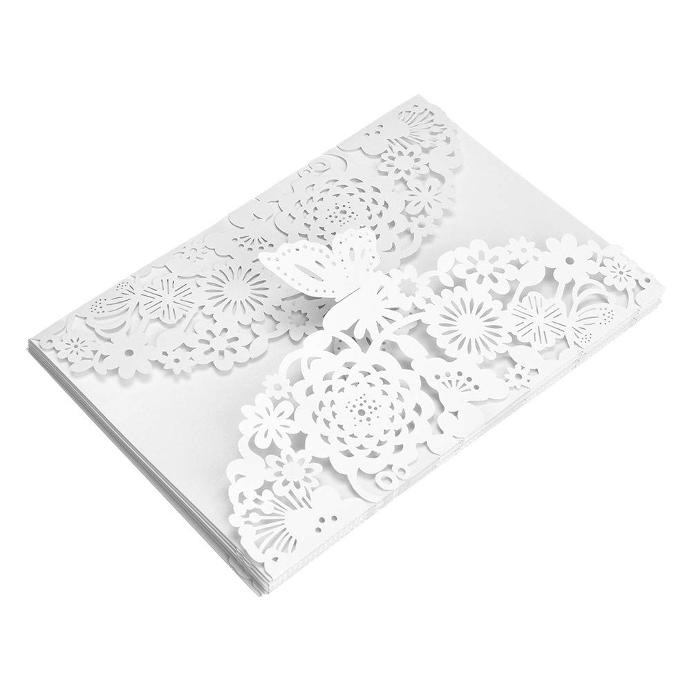 10Pcs European Style Carved Wedding Invitation Cards Set - Personalized Business & Party Stationery (White) - Perfect for Weddings, Anniversaries & Special Events