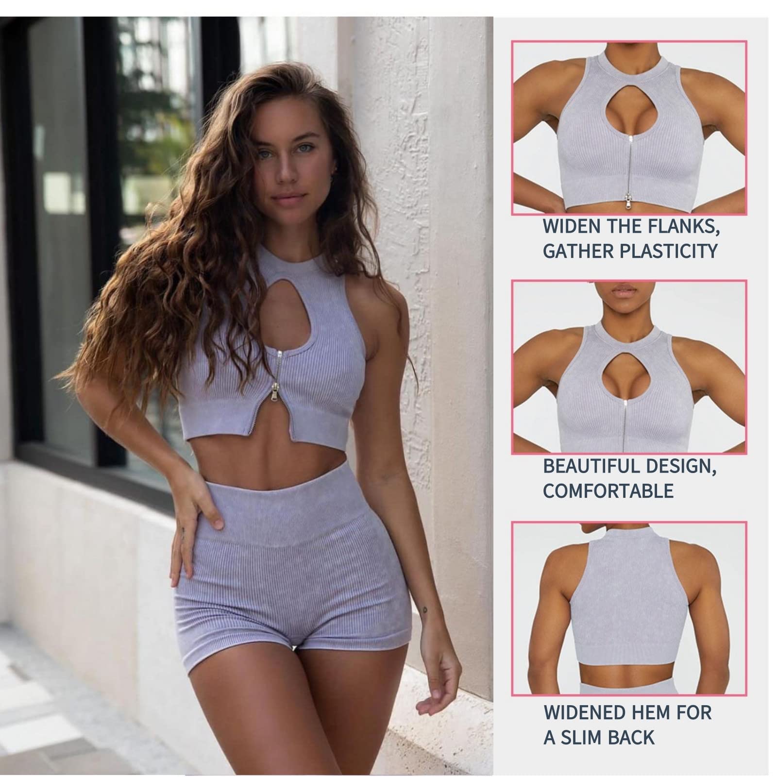 Sexy 2-Piece Workout Set - Ribbed Seamless Bra & High Waist Leggings for Yoga & Gym