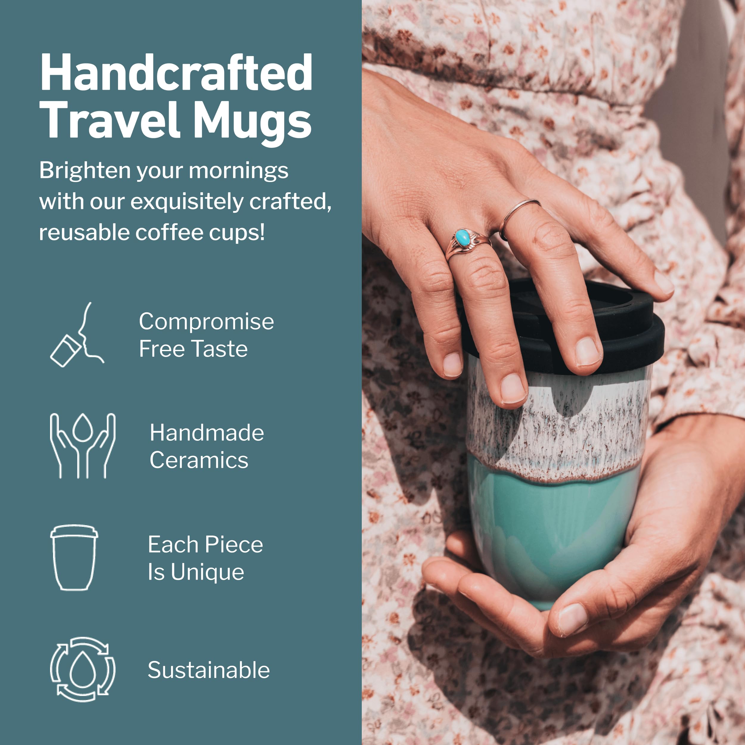 12oz Travel Coffee Mug - Reusable Insulated Coffee Tumbler with Lid, Microwave & Dishwasher Safe - Perfect Gift for Women & Men - Nebula Design - Ideal for Commuting, Office Use & Outdoor Adventures