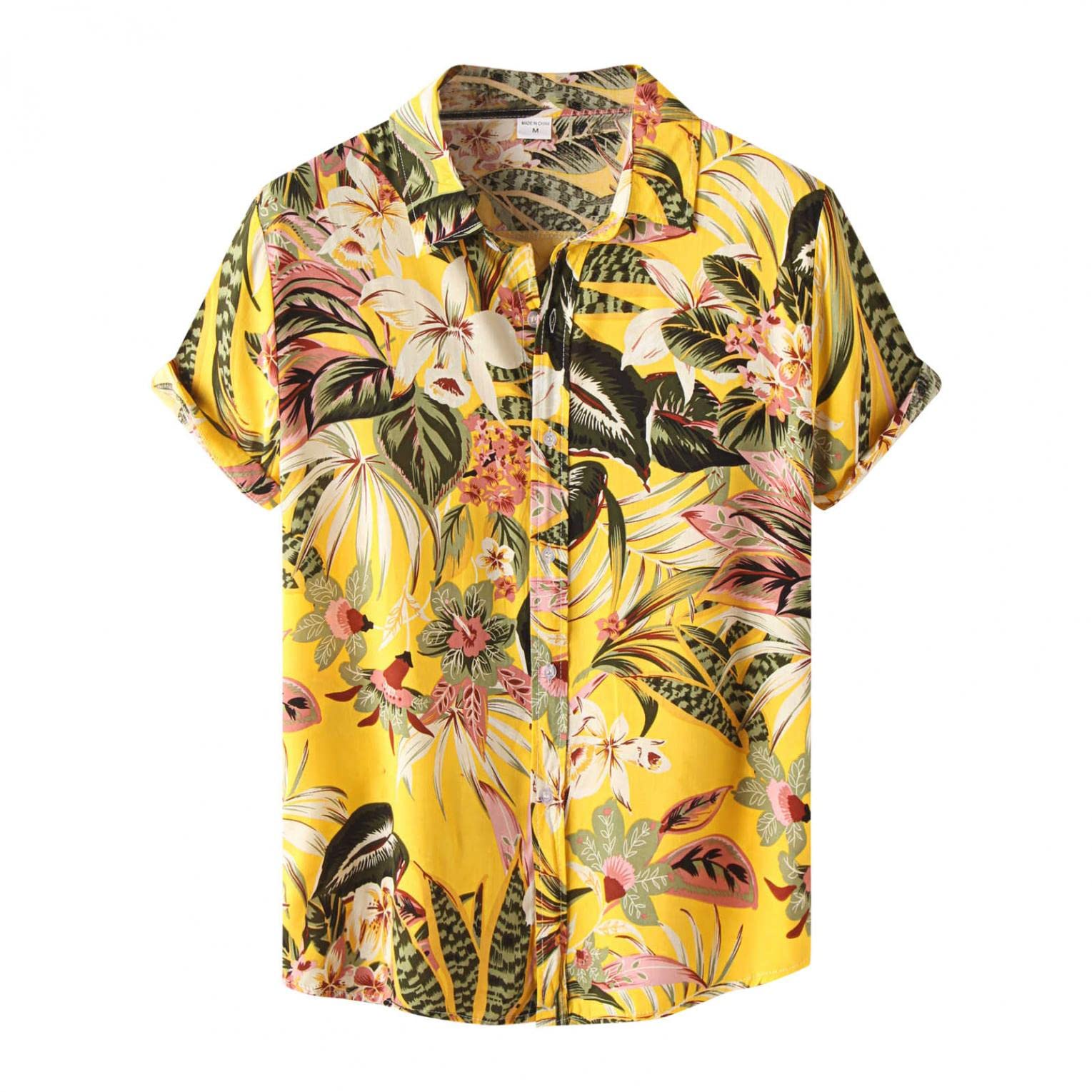 Stylish Hawaiian Shirt for Men - Casual Aloha Beach Button Down Shirt with Tropical Print, Short Sleeve Regular Fit - Perfect for Summer Vacations, Beach Parties & Tropical Getaways