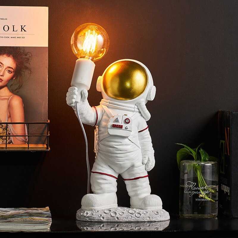 Astronaut Model Night Light - Resin Bedside Table Lamp for Kids Room, Nursery Decor & Space Themed Bedroom Lighting