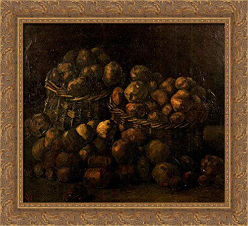 Vincent van Gogh Gold Ornate Wood Framed Canvas Art - 22x20 Potato Basket Painting, Wall Decor for Living Room, Bedroom & Office