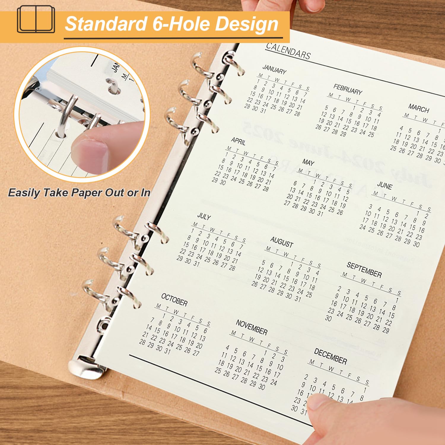 2024-2025 A5 Refill Paper with Lines | 6-Hole Punch Daily Planner Refills | 170 Sheets Rechargeable Paper for Personal Organizer, Journal Notebook | Perfect for Office, School & Home Planning
