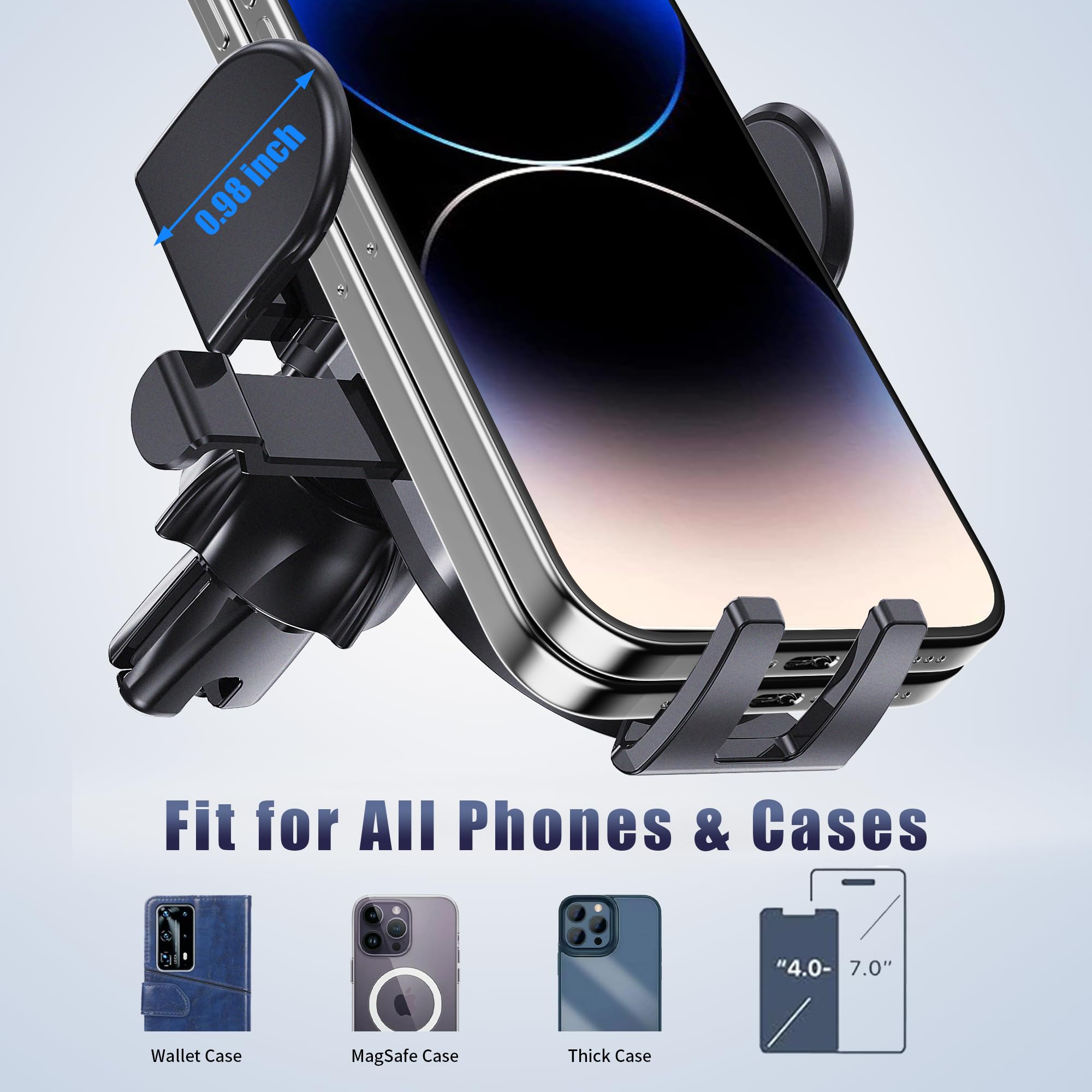 Universal Car Vent Phone Mount - Upgraded Clip for iPhone & All Smartphones | Secure Hands-Free Holder for Driving | Perfect for GPS Navigation & Road Trips