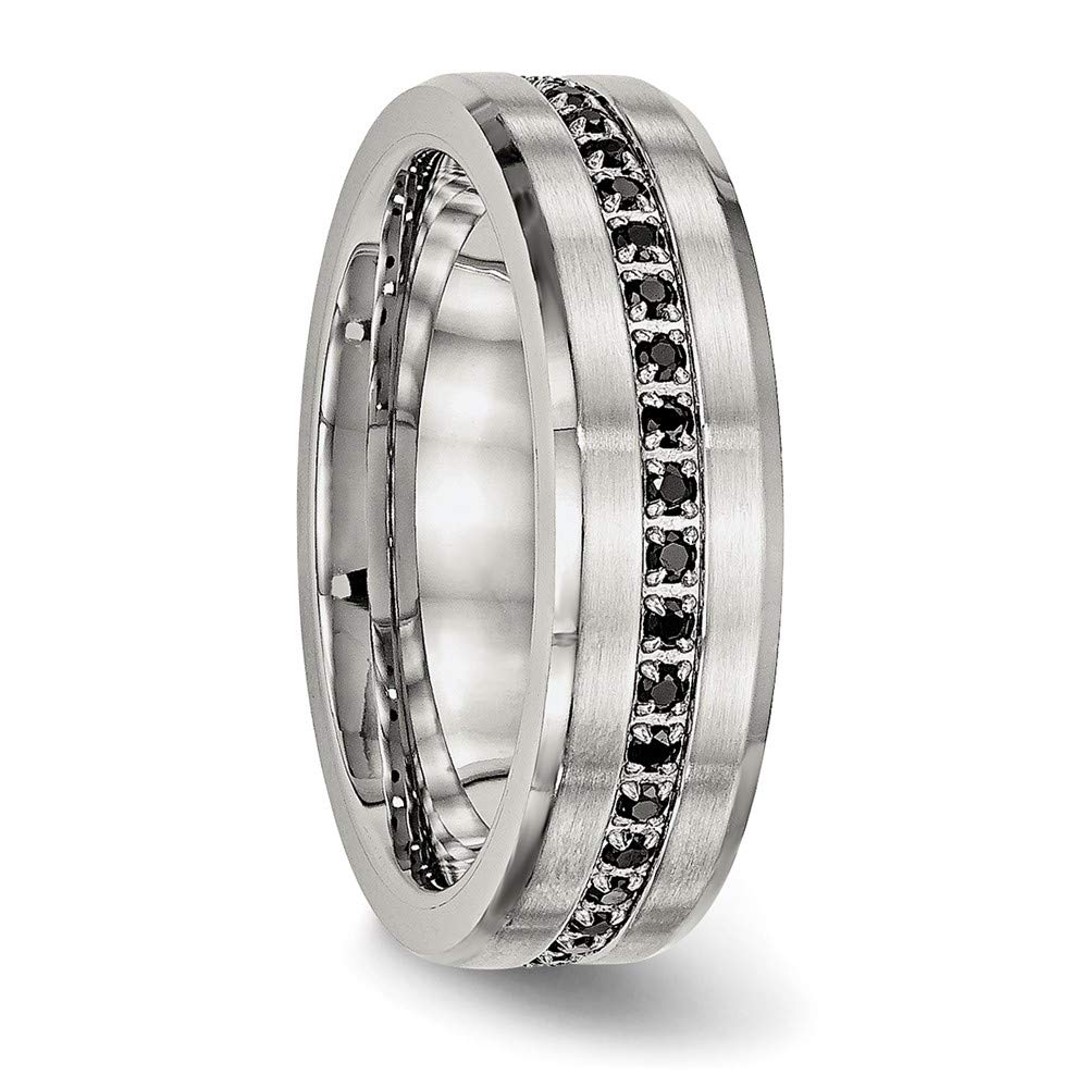 Black Cubic Zirconia Ring for Women - Stainless Steel Jewelry Gift for Her | Size 5 | Wedding & Party Wear