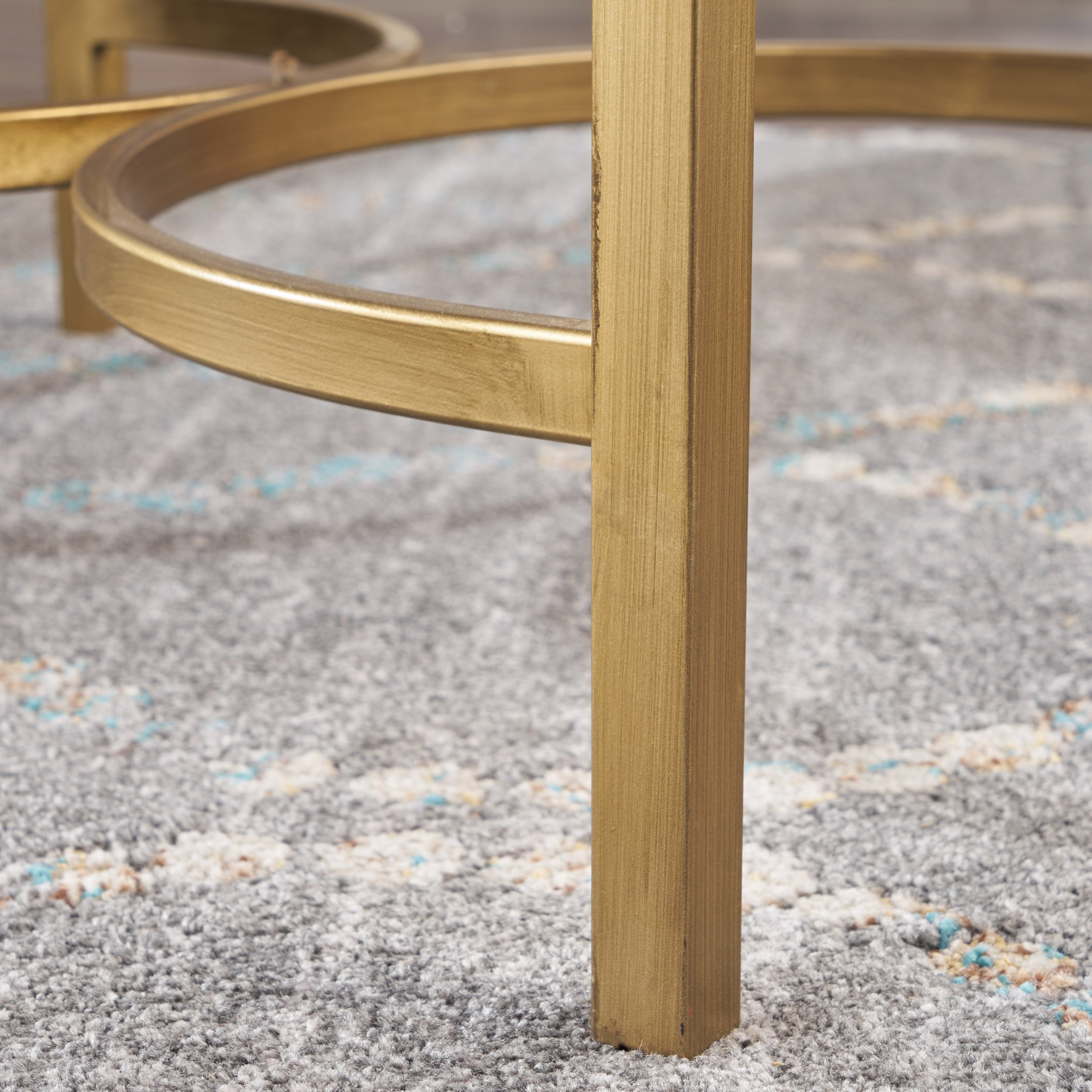 Christopher Knight Home Siryen Modern Mirror Finished Side Table with Gold Iron Accents - Clear/Gold - Perfect for Living Room, Bedroom & Entryway Decor