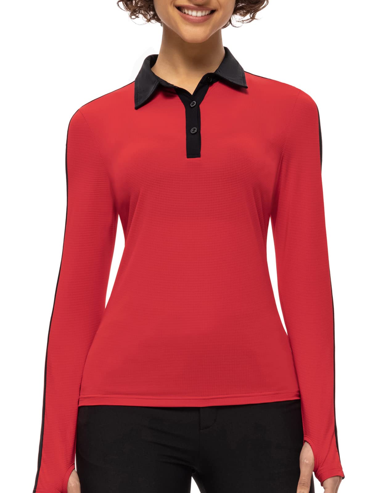 JACK SMITH Women's Long Sleeve Golf Polo Shirt - Lightweight Moisture Wicking UPF 50+ Button Down Tennis Top for Women | Perfect for Golf, Tennis & Outdoor Sports Activities
