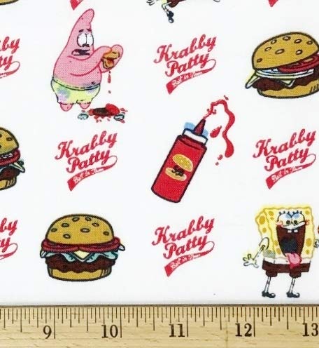 Spongebob & Krabby Patty Hamburgers Cotton Fabric - 18