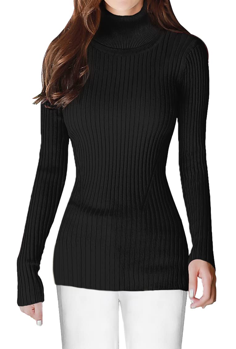V28 Women's Ribbed Turtleneck Sweater - Sexy & Warm Fitted Knit Top for Fall & Winter | Office Wear, Date Night, Casual Outfits