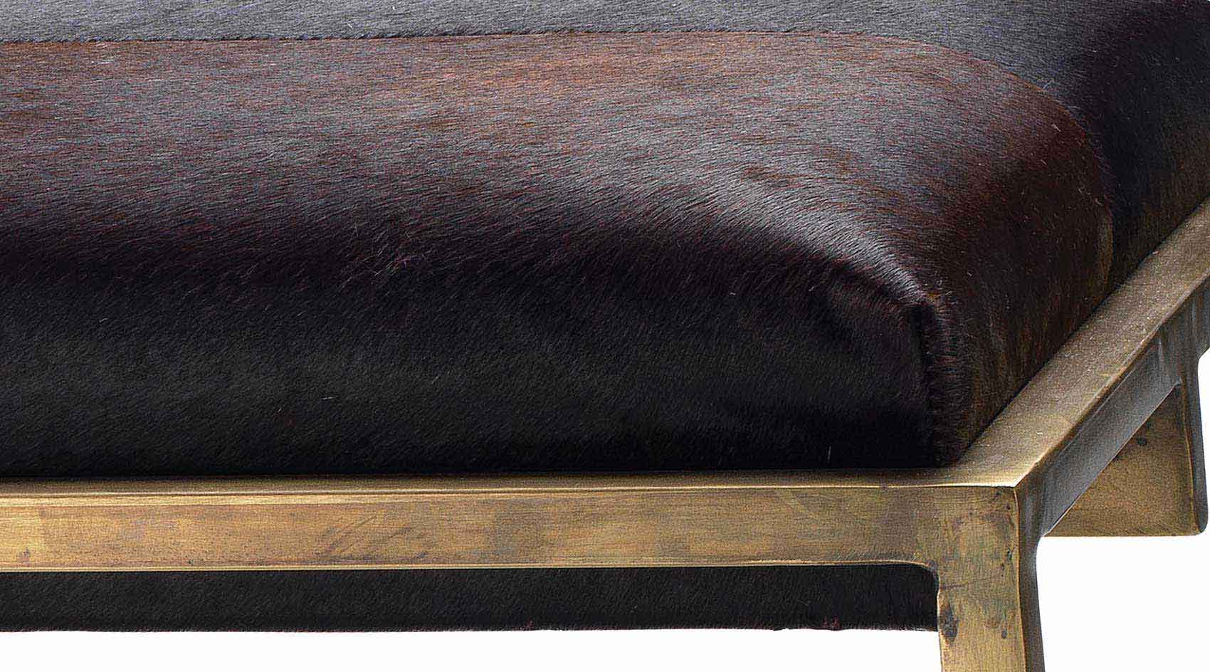 Premium Shelby Bench in Rich Brown Hide - Stylish and Durable Seating for Living Rooms, Entryways, and Bedrooms
