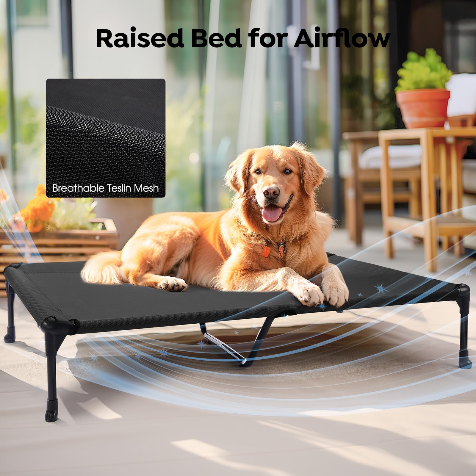 **Veehoo Elevated Cooling Dog Bed with Removable Waterproof Pillow-Top Mat - Breathable Mesh, No-Slip Feet - XXLarge Black CWC2331B for Indoor & Outdoor Use - Perfect for Hot Weather, Patio, and Travel**
