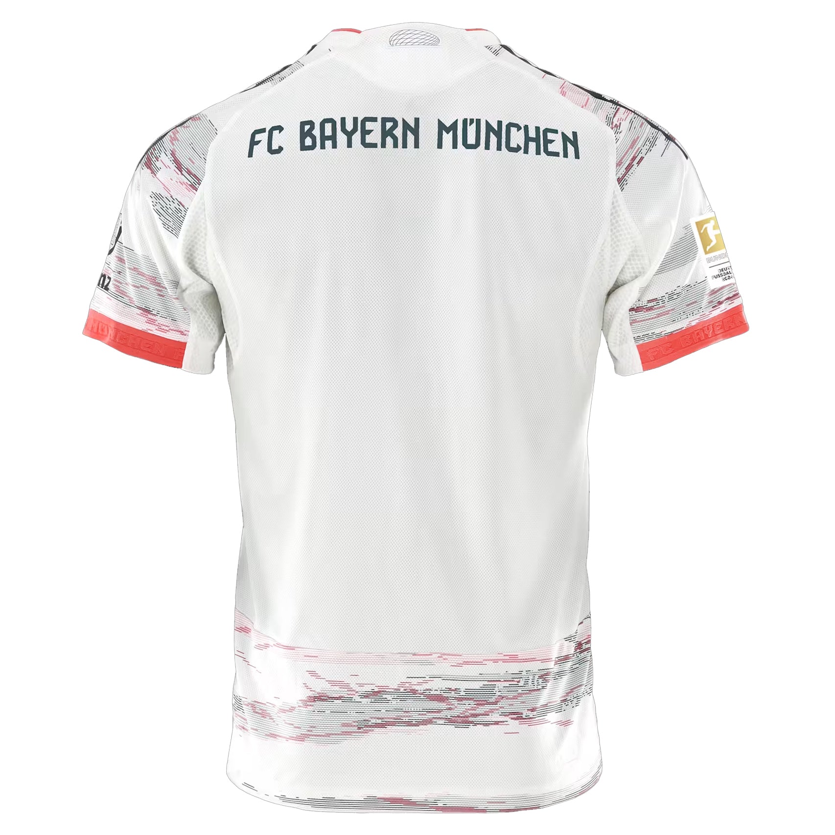 Adidas Bayern Munich 25/26 Authentic Away Jersey with Sponsor & Bundesliga Champion Patch - White/Red Soccer Jersey for Fans & Match Days
