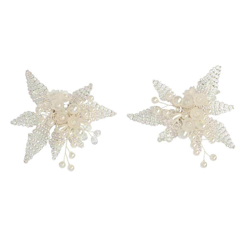1 Pair Elegant Pearl & Rhinestone Shoe Clips - Crystal Bridal Shoe Buckles - DIY Floral Shoe Charms for Wedding, Party, Prom - Decorative Shoe Accessories for Heels & Flats - Perfect for Bridesmaids, Dancers & Special Occasions