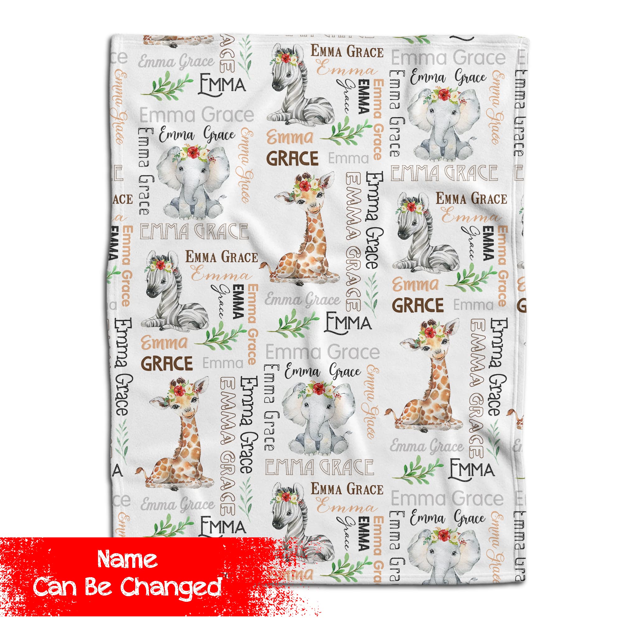 Personalized Woodland Safari Monogram Baby Blanket - Soft Nursery Blanket with Animal Heads for Boys & Girls - Custom Name Receiving Blanket for Baby Showers, Christenings & Nursery Decor - Perfect for Gifts, Photo Props & Cozy Swaddling