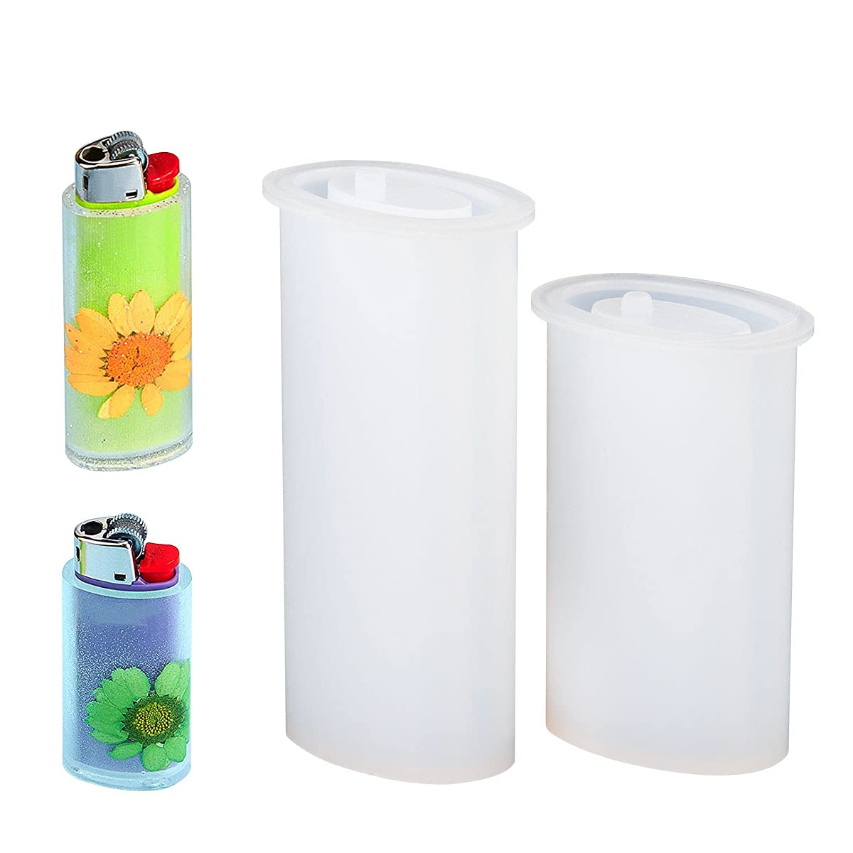 2 Pcs Epoxy Resin Silicone Molds for Lighter Case Cover Holder - DIY Protective Cover Casting Molds for Lighter Art Crafts - Perfect for DIY Gifts, Home Decor, and Craft Projects