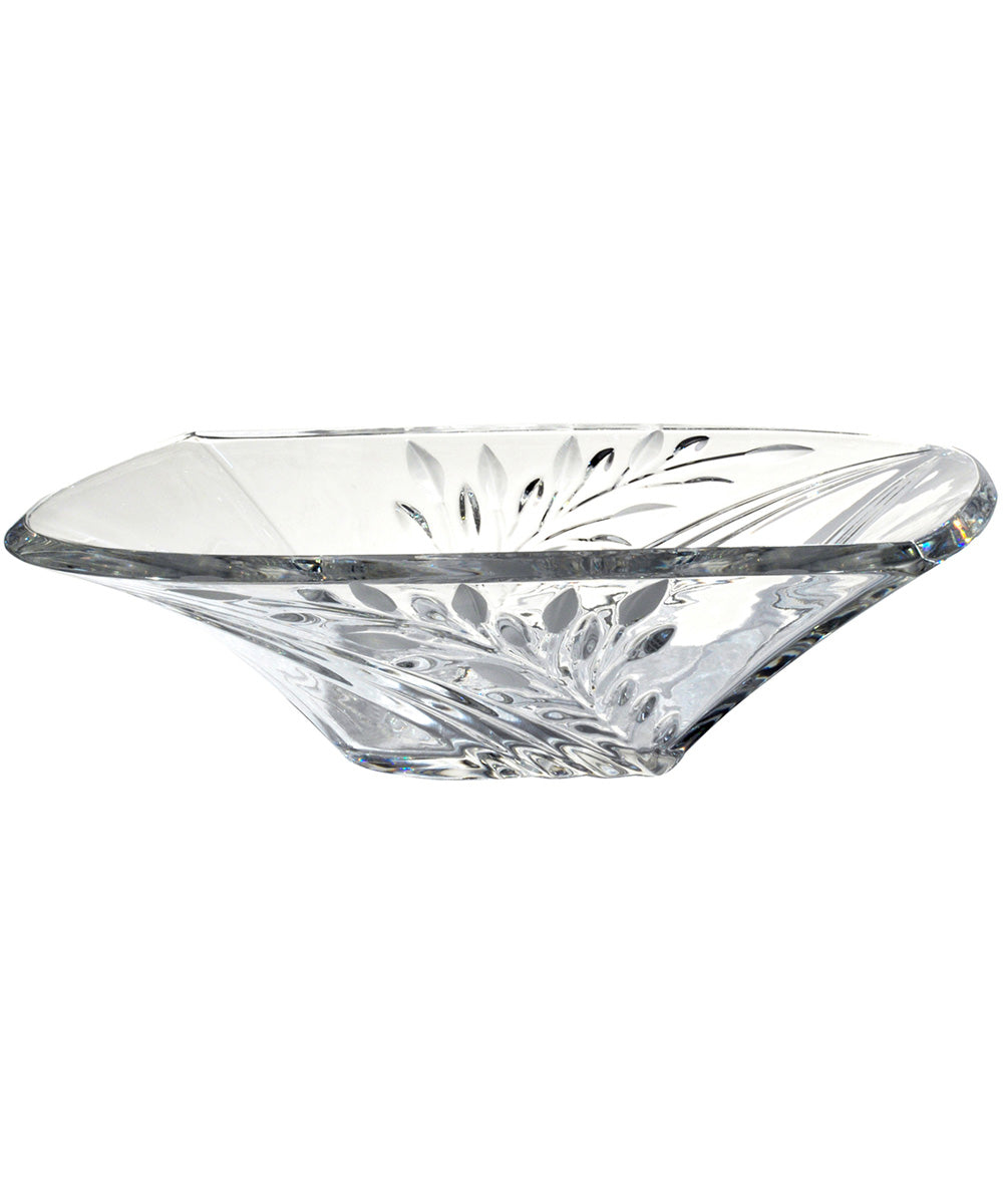13.25 Inch W Clear Leaf 24% Lead Crystal Bowl - Elegant Serving Bowl for Parties, Weddings & Home Decor