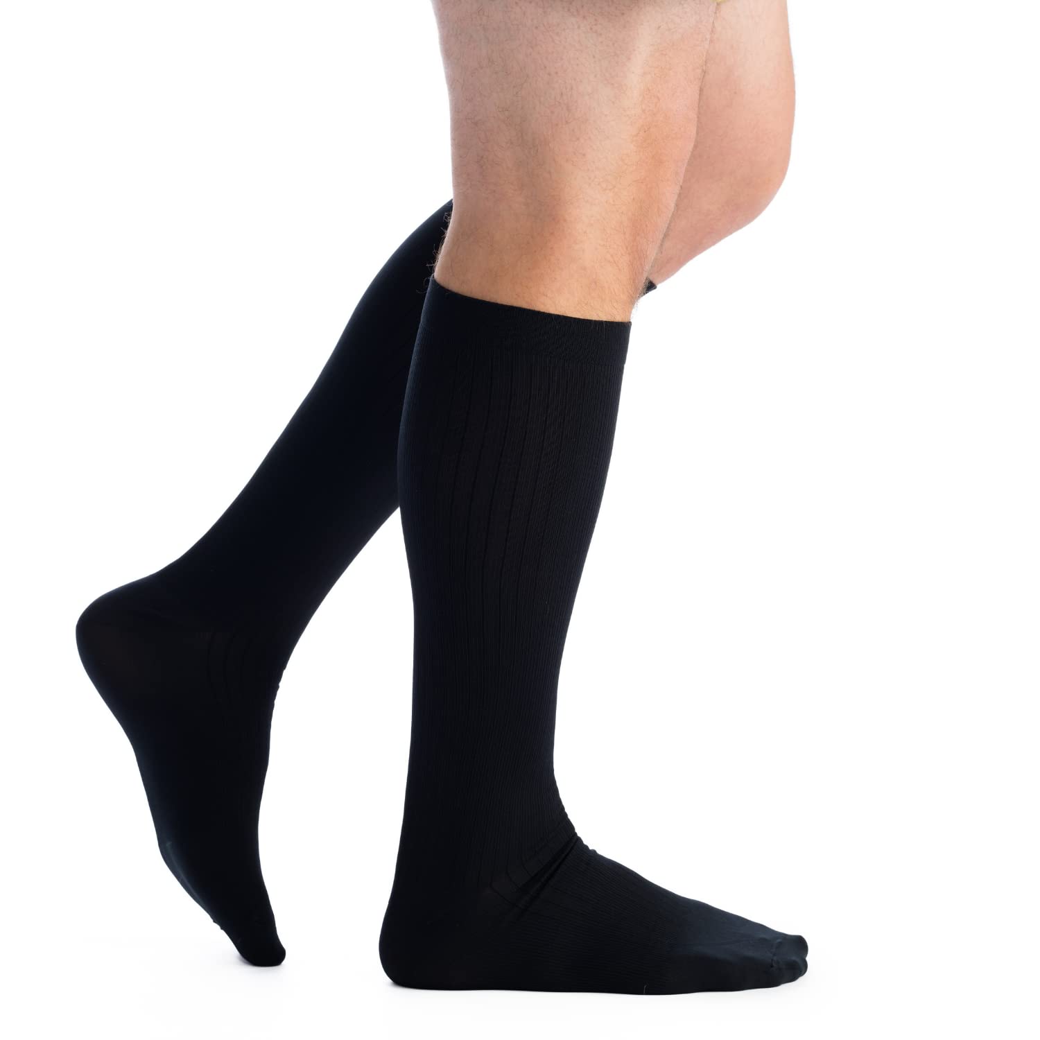 EvoNation Men's Knee High 8-15 mmHg Graduated Compression Socks for Travel & Circulation – Mild Pressure Support Socks for Running, Flying & Active Lifestyle