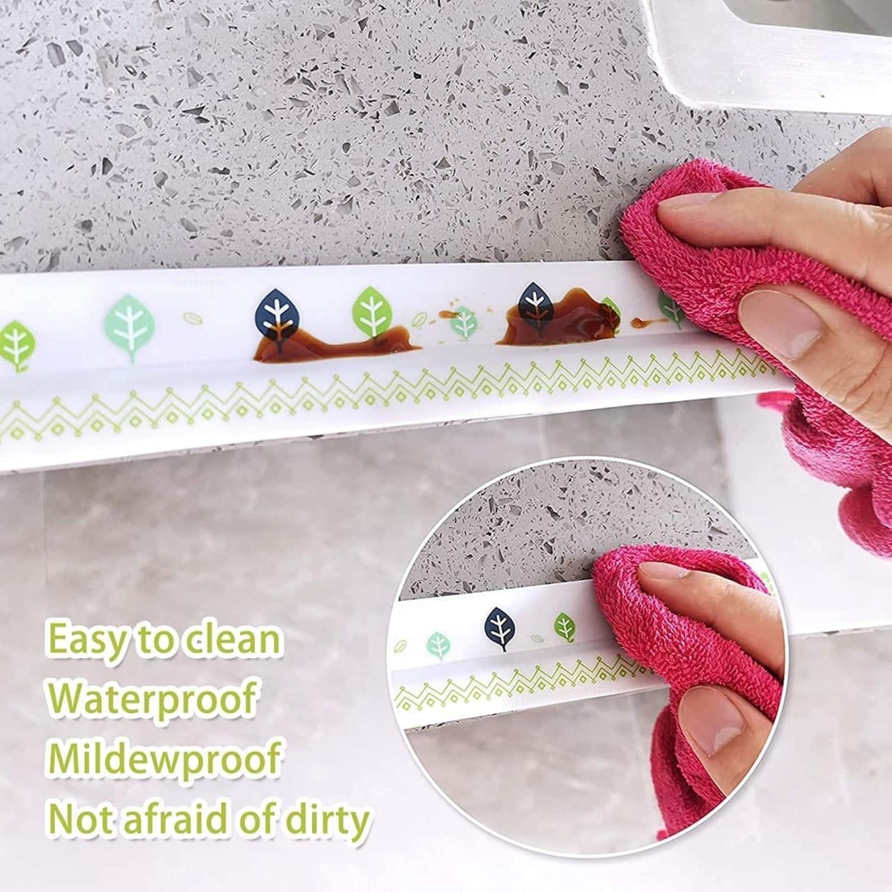 RAVIRANDAL Oil Proof PVC Self-Adhesive Caulking Tape - Waterproof Seal Strip for Kitchen Sink, Bathroom, Shower & Bathtub (1pc, Multicolor) - Perfect for Home Renovation & Water Leak Prevention