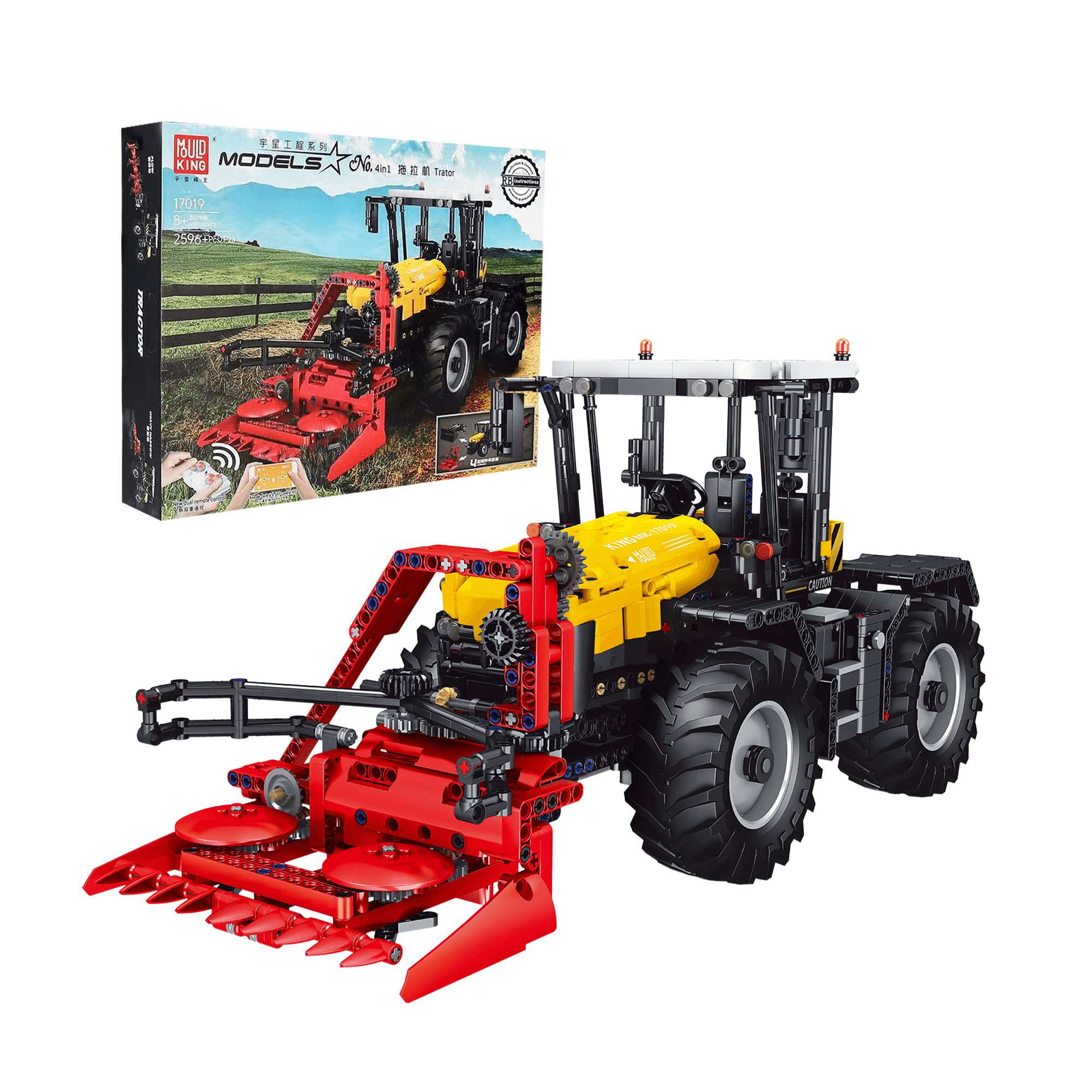 MOULD KING 17019 Farm Tractor Remote Control Building Blocks Set - 2,596 PCS STEM Educational Toy for Kids & Adults | Perfect for Farm Play, Construction Learning & Collector's Display