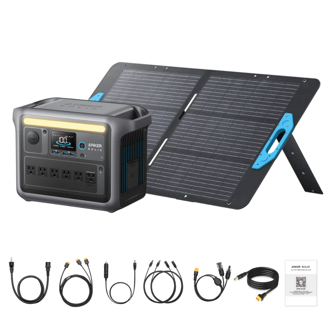 Anker SOLIX C1000X Portable Power Station with 100W Solar Panel | 1229Wh Solar Generator for Camping, RV, Emergencies & Off-Grid Power