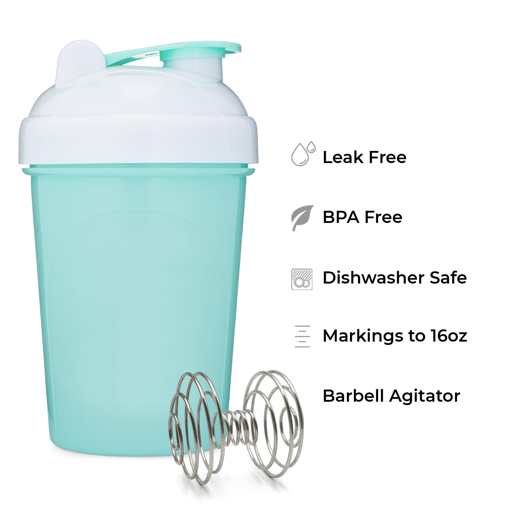 GOMOYO 20-Ounce Protein Shaker Bottle 2-Pack (Coral & Mint) - BPA Free, Dishwasher Safe with Mixing Ball - Perfect for Gym, Workout & Post-Exercise Recovery