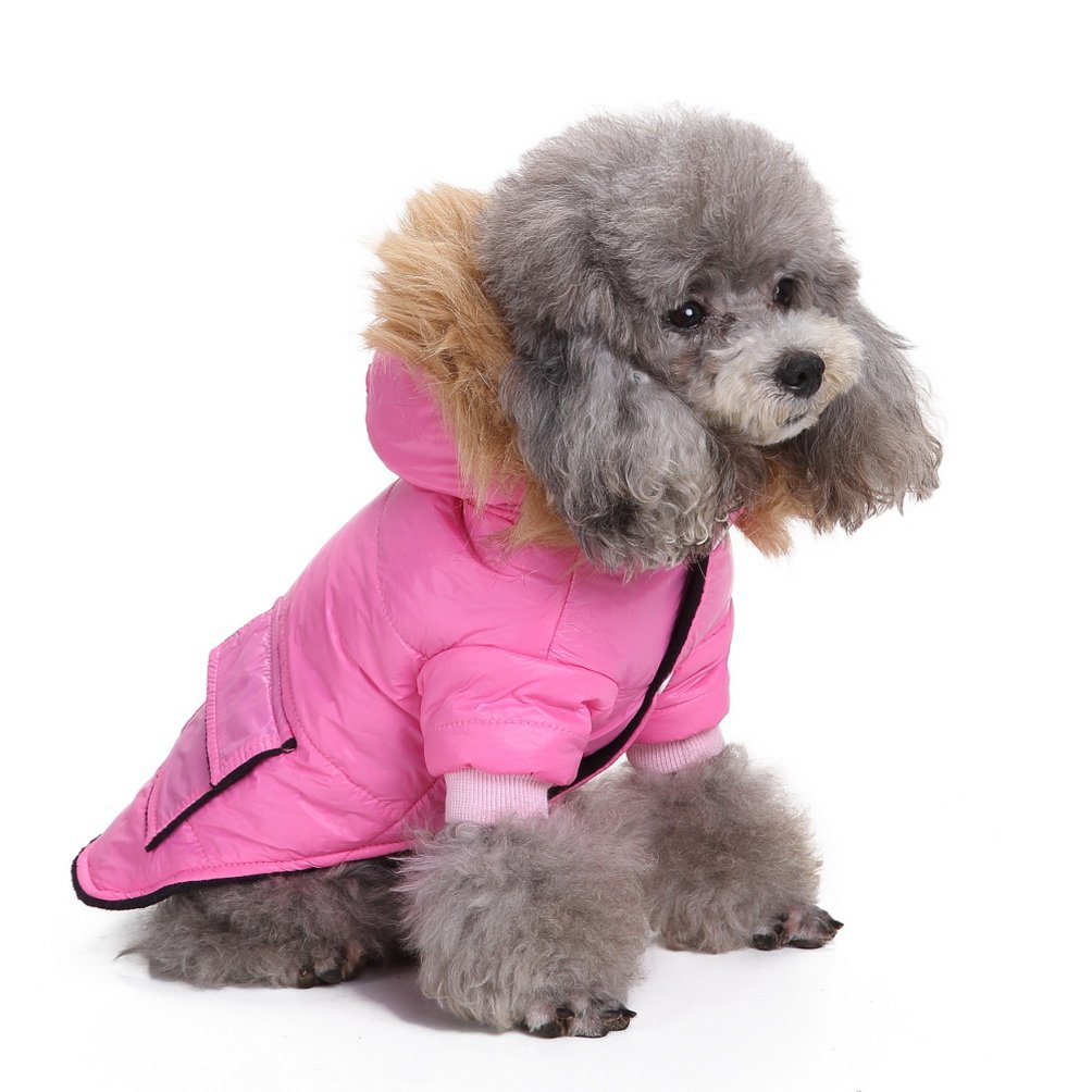 **SELMAI Windproof Fleece Dog Jacket with Hood - Warm Winter Coat for Small Dogs & Cats - Ideal for Snow, Outdoor Walks & Cold Weather**