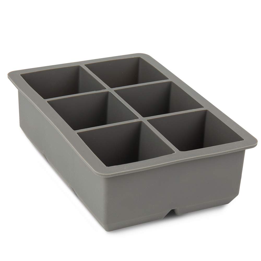 Premium Silicone Ice Cube Trays Set of 2 - Large Square & Sphere Ice Ball Molds with Lids for Whiskey, Cocktails, Brandy - Perfect for Home Bars, Parties & Gifts (Grey)