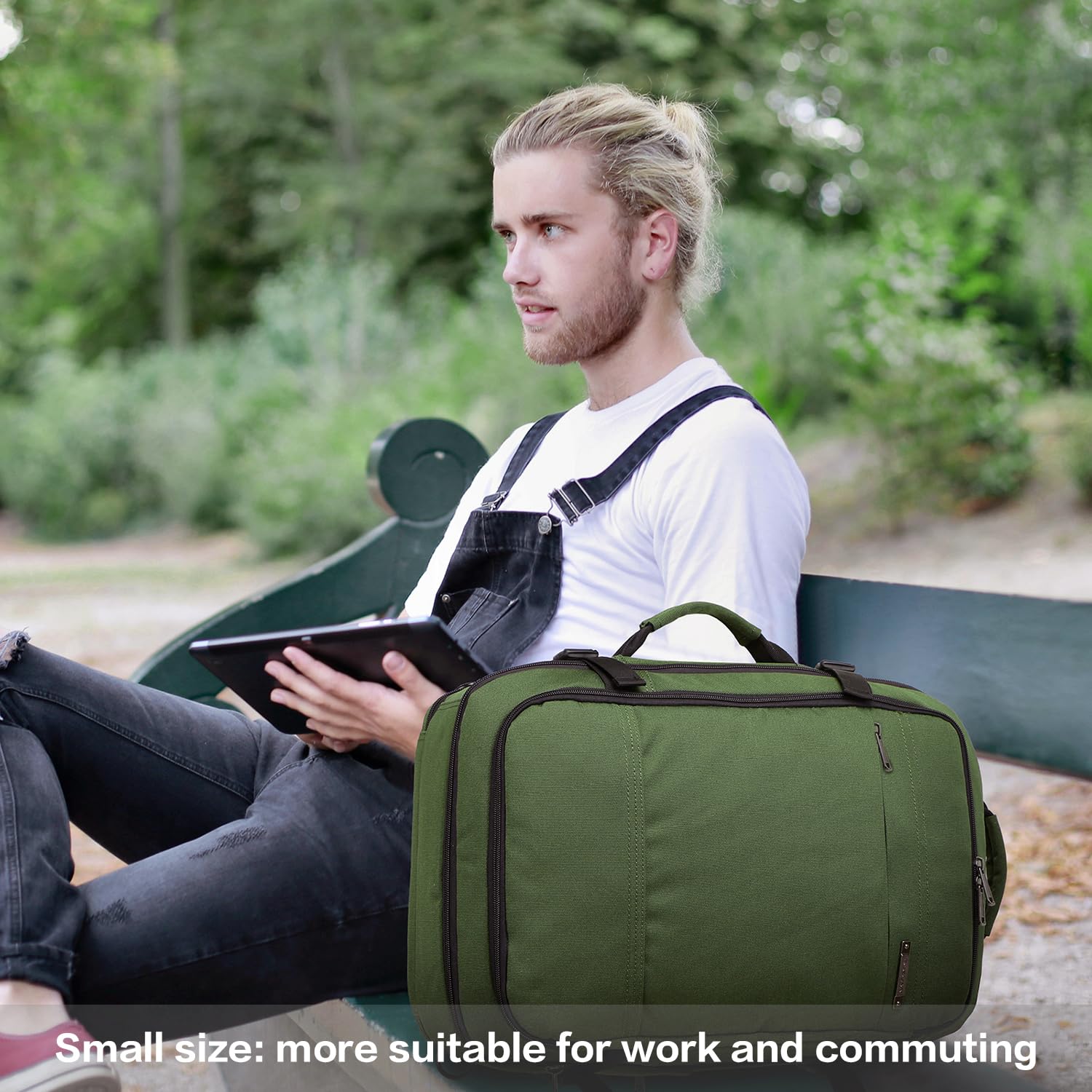 TUGUAN 17 Inch Expandable Laptop Backpack 36L with USB Charging Port, Green Business Computer Backpack for Men & Women, Durable Work & Commuting Backpack for Office, School, and Travel