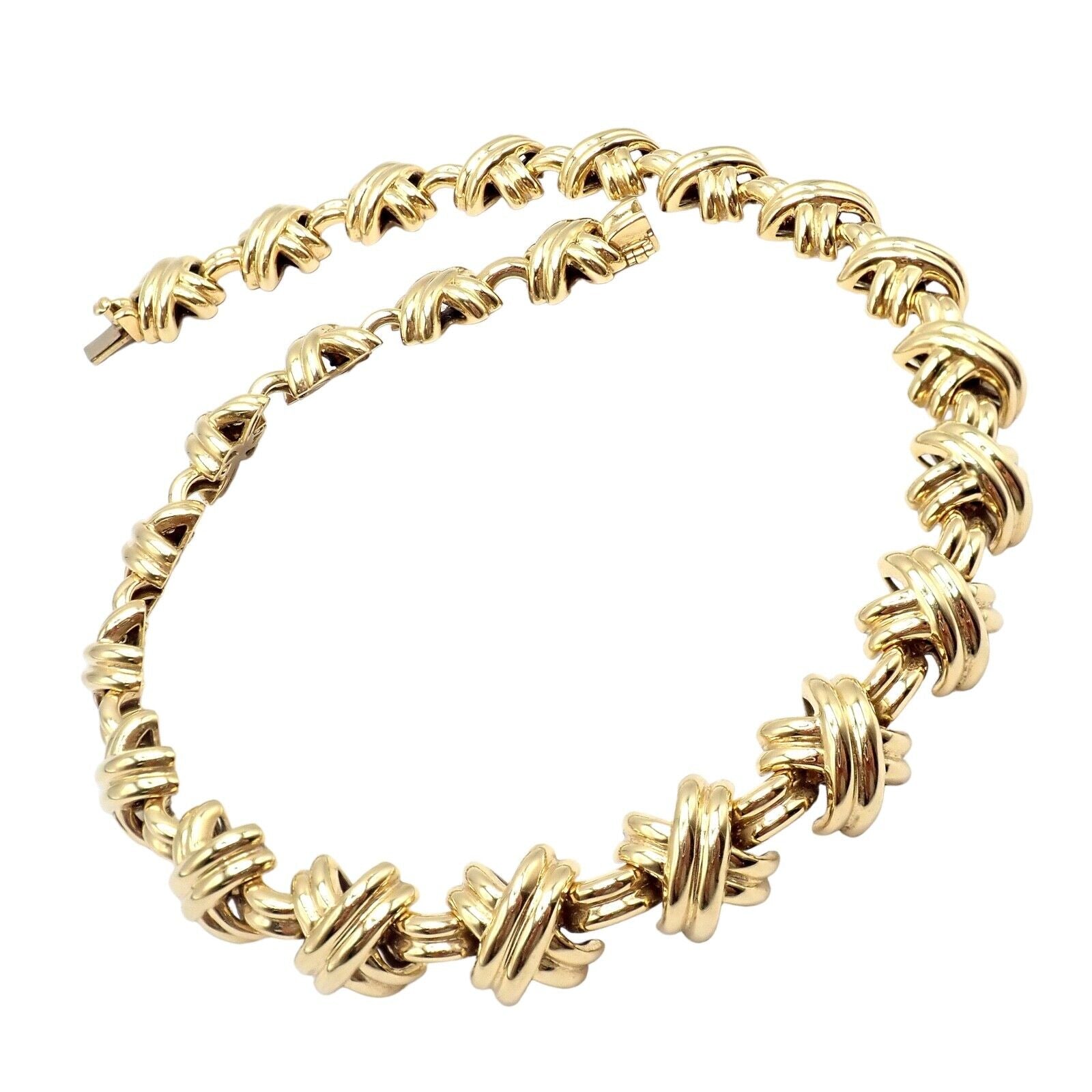 Vintage Tiffany & Co. 18k Yellow Gold Large X Classic Signature Necklace | Elegant Jewelry for Women | Perfect for Weddings, Anniversaries & Special Occasions