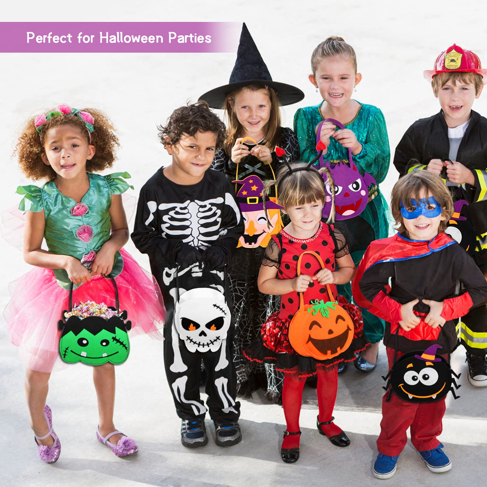 BESPORTBLE 6-Pack Halloween Pumpkin Bags for Kids - Reusable Trick or Treat Candy Baskets, Holiday Party Favors & Fall Decorations | Perfect for Classroom Treats, Halloween Parties & Autumn Home Decor