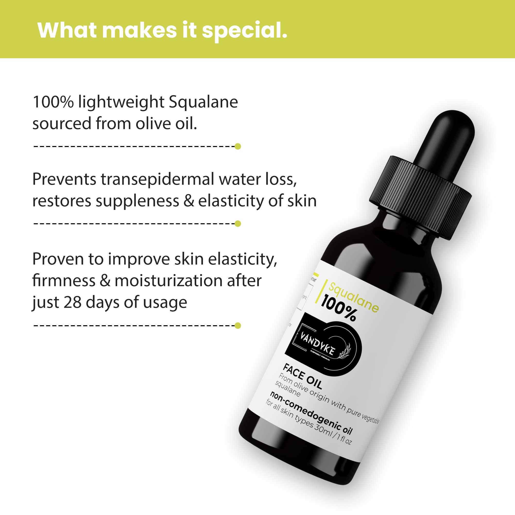 100% Plant-Derived Squalane Face Oil for Hydration & Anti-Aging | Ultra Lightweight Moisturizer to Reduce Fine Lines & Wrinkles | 30ml Bottle | Perfect for Dry Skin, Sensitive Skin Care & Nighttime Routine