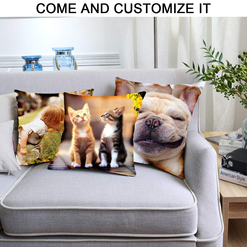 Custom Photo Pillow 24x24 Inch - Personalized Throw Pillow with Text & Picture - Pet Memorial Gift for Birthday, Christmas - Home Decor, Couch, Bedroom, Nursery