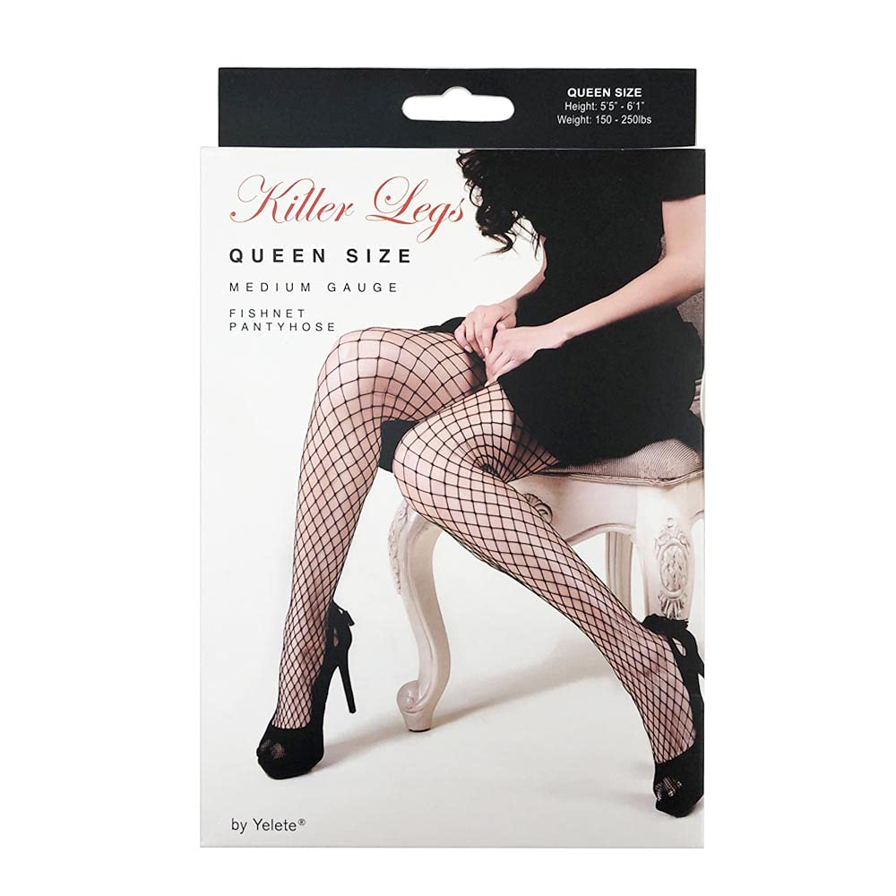 Sexy Black Fishnet Pantyhose Stockings - Stripper Lingerie Queen Size Panties with Adjustable Fit | Perfect for Burlesque Shows, Cosplay & Sensual Nights