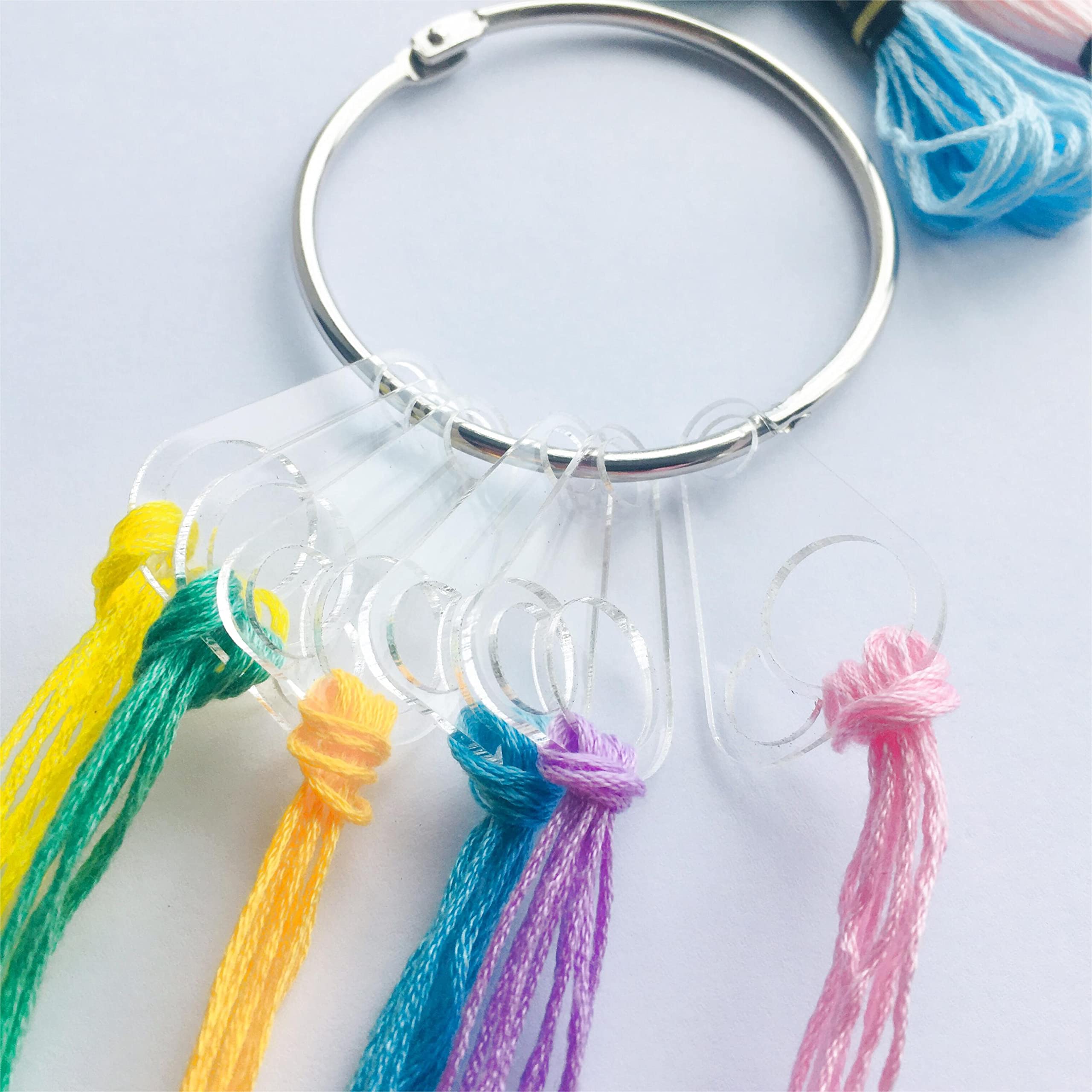 20-Piece Clear Acrylic Floss Drops for Embroidery Thread Organization - Durable Floss Chips for Crafting, Cross Stitch & DIY Projects - Perfect for Needlework Storage and Display