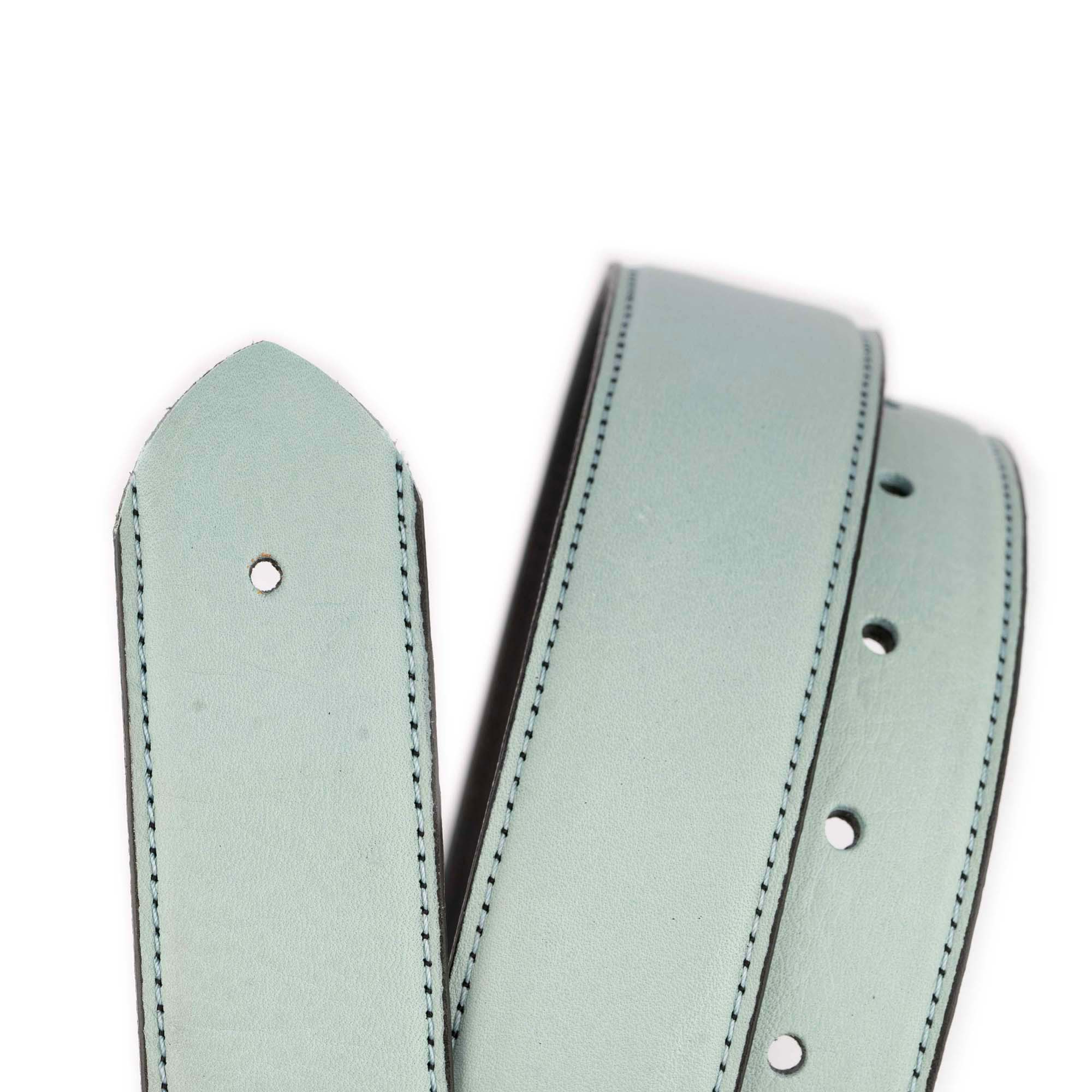 Genuine Pale Blue Leather Belt Strap for Ferragamo Buckles Replacement - Perfect for Dress Pants, Business Attire & Formal Occasions
