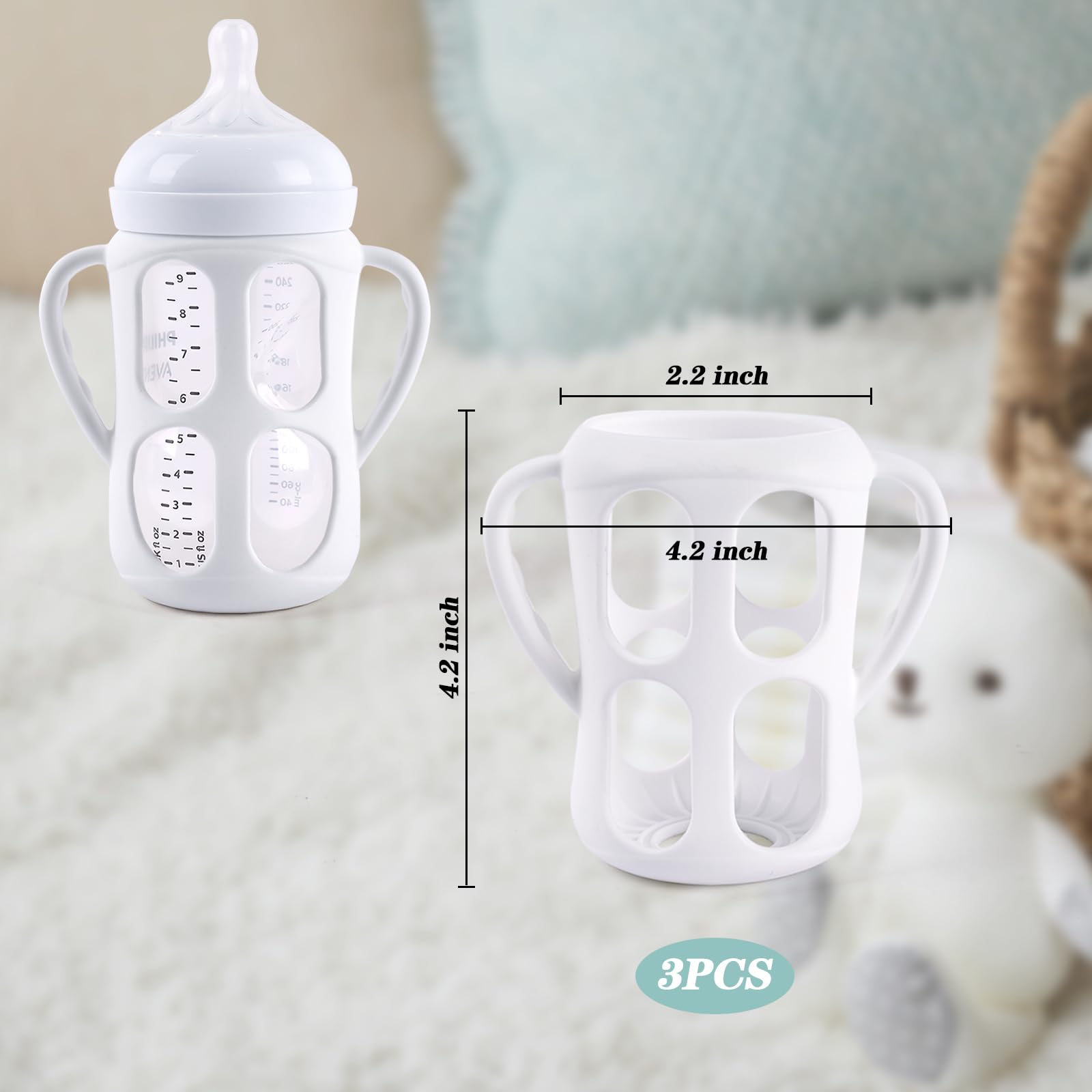 3 Pack Baby Bottle Handles for Philips Avent Natural Baby Bottles - Easy Grip Infant Feeding Accessories for Newborns & Toddlers - Perfect for On-the-Go Feeding, Daycare, and Travel
