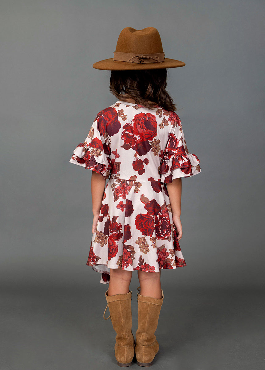 Emilia Dress in Blush Rose - Elegant Floral Midi Dress for Women | Perfect for Weddings, Parties & Special Occasions