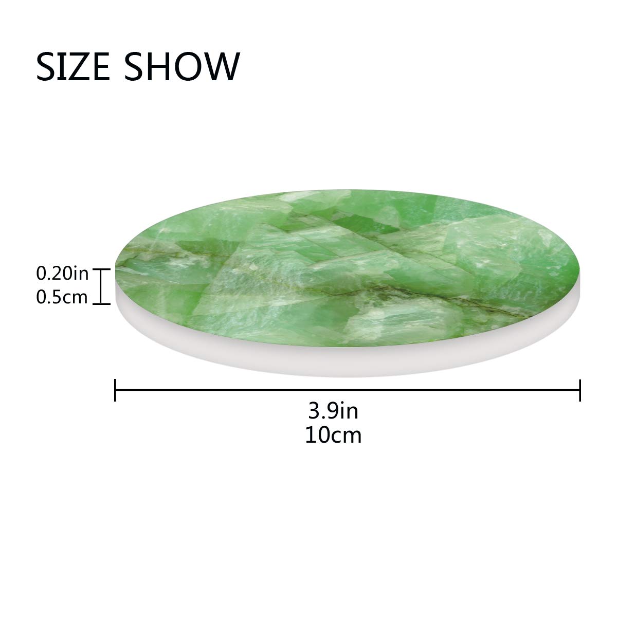 Funny Absorbent Marble Drink Coasters Set of 1/2/4 Pack - Oversized Spill-Proof Cup Coasters for Furniture Protection (0.20x3.9x4 Inches, Green Jade Stone) - Perfect for Coffee Tables, Bars, Office Desks & Home Decor