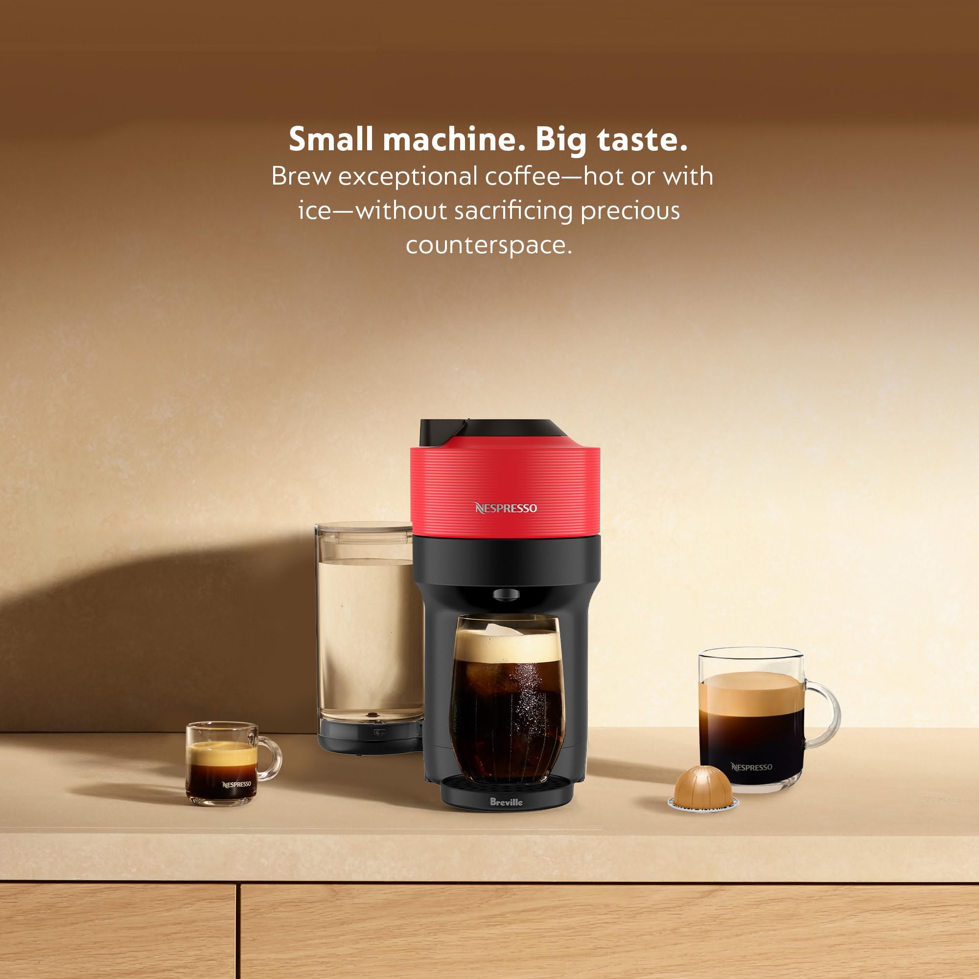 **Nespresso Vertuo Pop+ Coffee and Espresso Machine by Breville - Spicy Red | Compact & Fast Brewing for Home, Office, or Gifts**