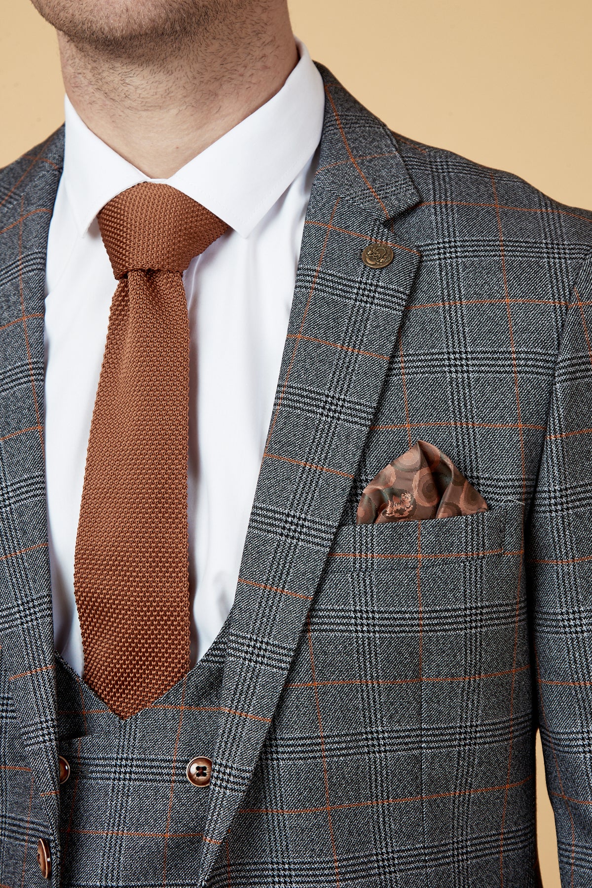 JENSON Grey Check Suit with Double Breasted Waistcoat - Premium Men's Formal Wear for Business Meetings & Weddings