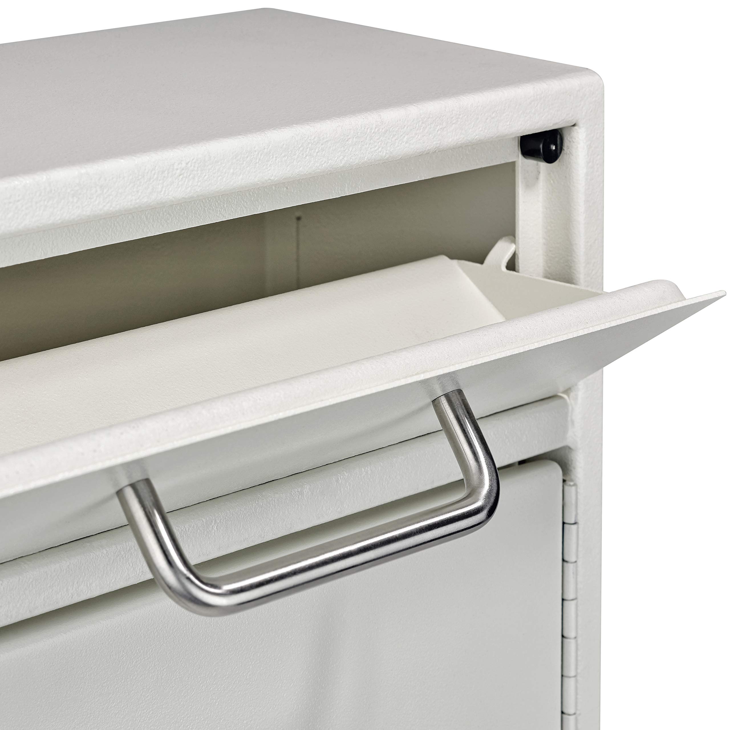 Mail Boss 8153 Key Boss - Heavy Duty Commercial Grade Steel High Security Adjustable Key Cabinet - 105 Position Key Organizer with Combination Lock - Secure Drop Box for Offices, Hotels & Property Management (Cream White)