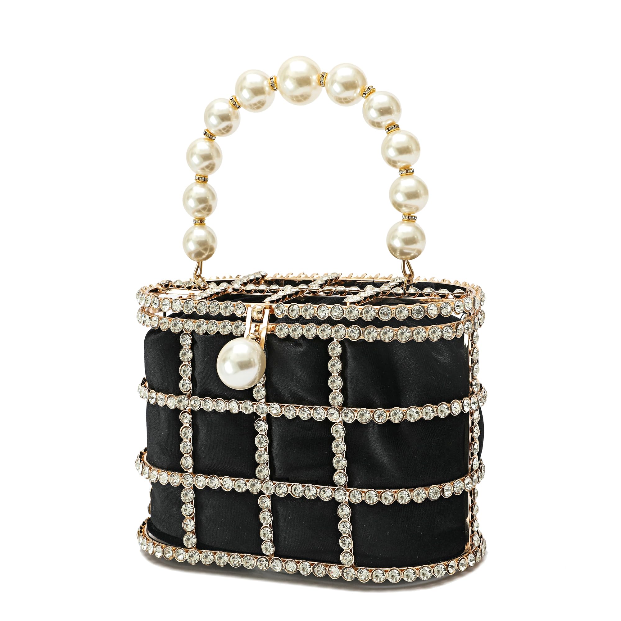 Elegant Women's Evening Clutch Purse with Pearl & Diamond Accents for Wedding, Prom, Birthday Party & Dinner - Perfect Formal Accessory for Special Occasions