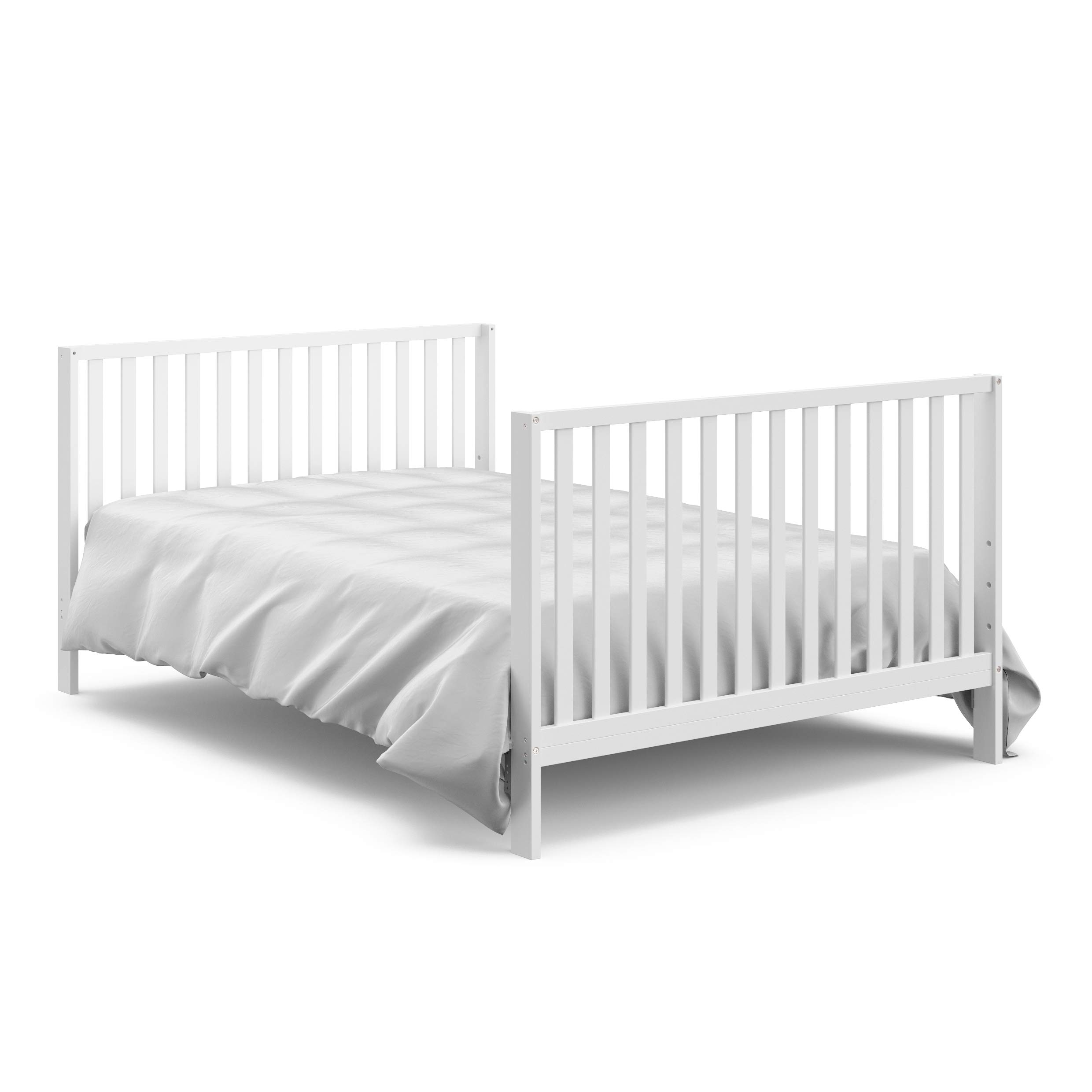 Storkcraft Orchard 5-in-1 Convertible Crib (White with Driftwood) – GREENGUARD Gold Certified Baby Crib | Converts to Toddler Bed, Daybed & Full Bed | Safe Nursery Furniture for Newborns & Toddlers | Perfect for Modern Nurseries & Small Bedrooms