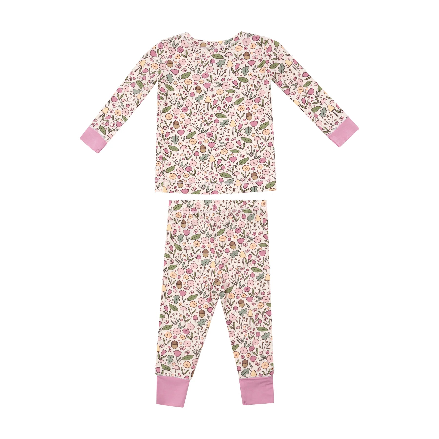 Acorn Floral Loungewear Set for Women - Soft Cotton Pajama Set with Short Sleeve Top & Shorts - Comfortable Sleepwear for Relaxing at Home, Lounging or Vacation