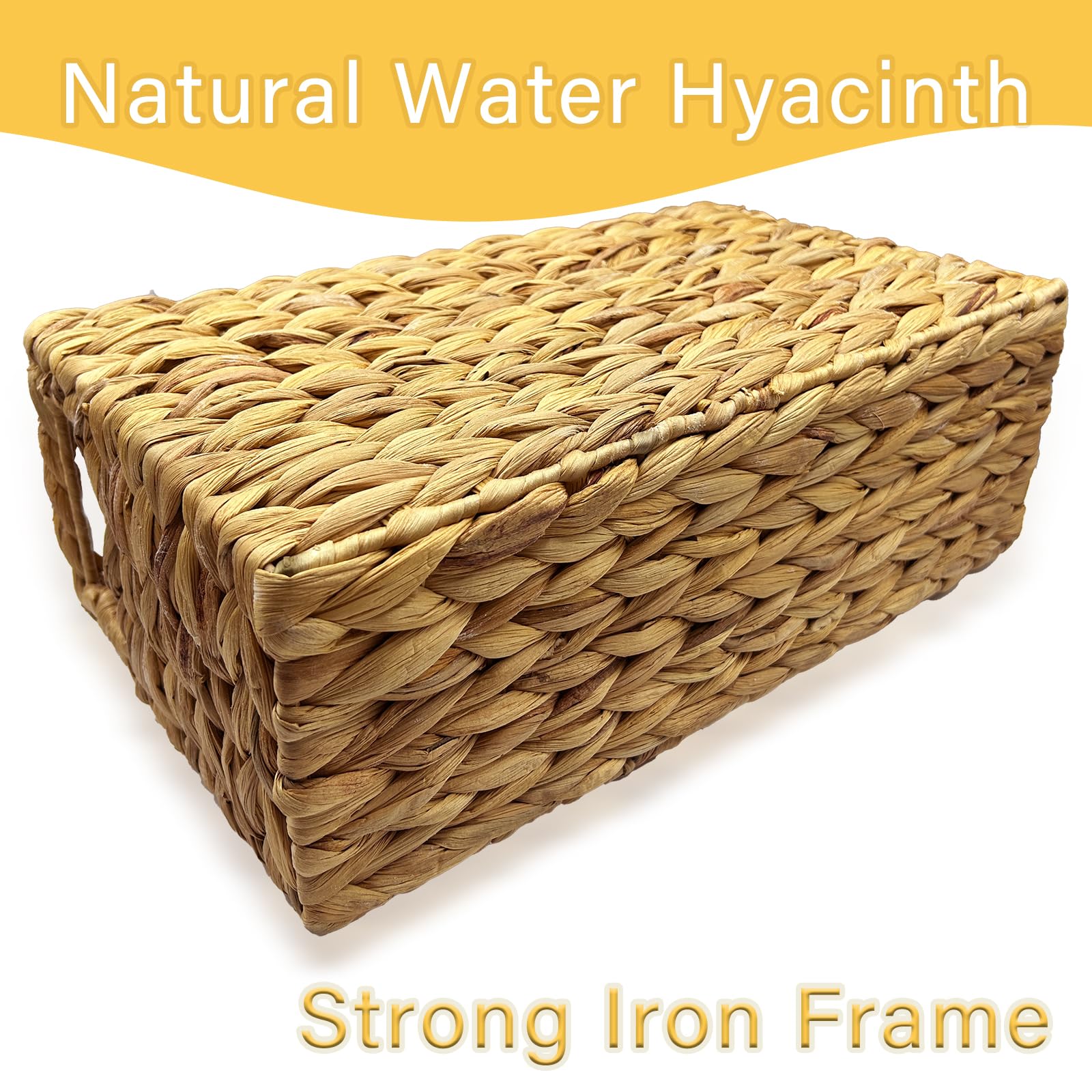 Hand-Woven Water Hyacinth Magazine Basket - 15.5 x 5.75 x 9.5 Inch Natural Wicker Storage Bin for Office, Bathroom & Desk Organization - Perfect for Magazines, Books & Home Decor