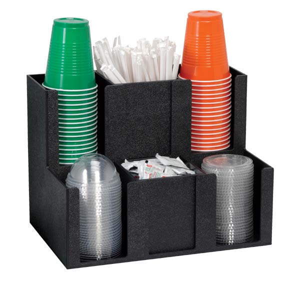 Dispense Rite MCD 6BT Countertop Organizer - 6 Compartment Cup, Lid, Straw & Condiment Holder for Restaurants, Cafes & Coffee Shops