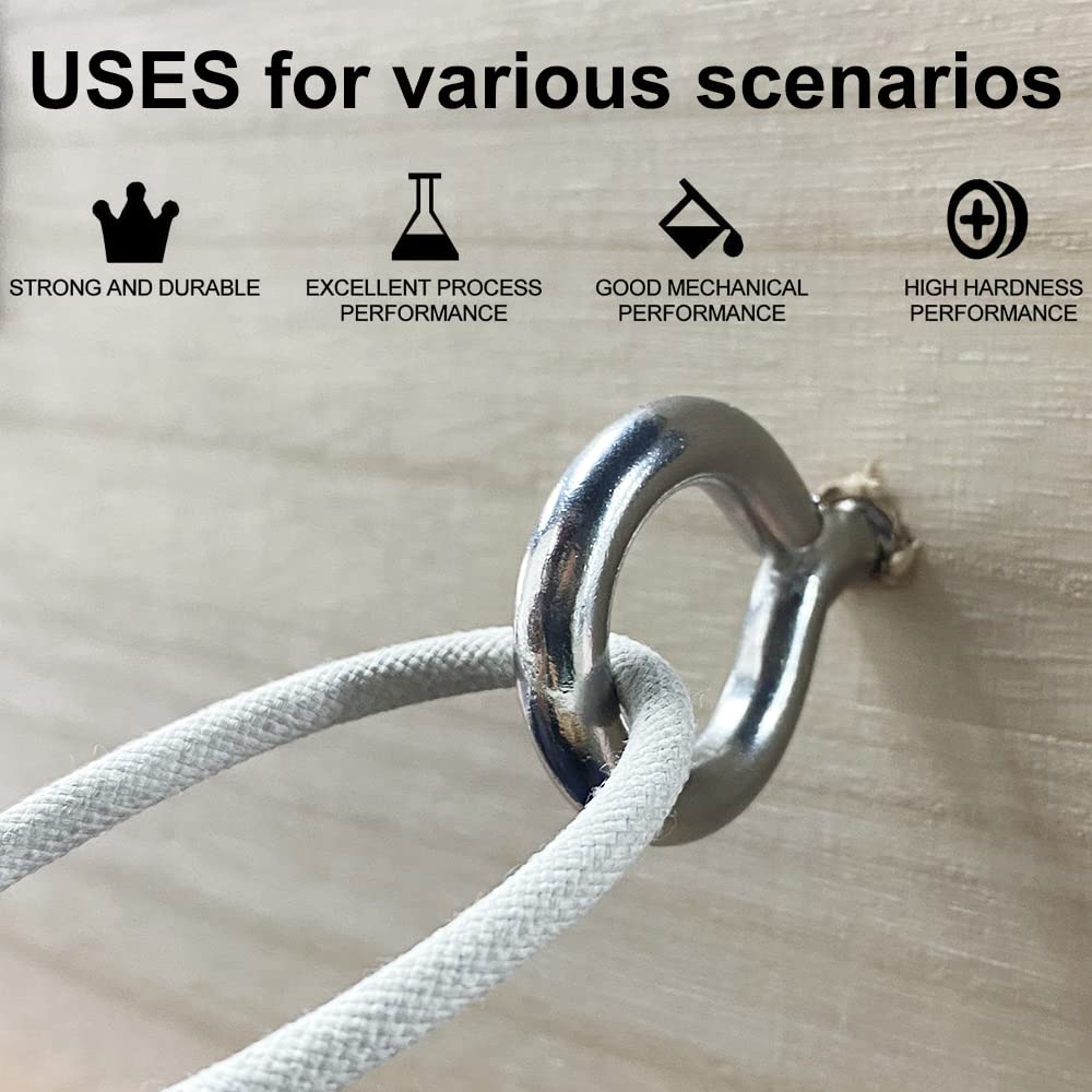 6 Pcs M6 304 Stainless Steel Screw Eye Hooks - 2.5 Inch Heavy Duty Eye Bolts with 200LB Load Capacity - Indoor & Outdoor Use for Hanging Plants, Wind Chimes, and Outdoor Decor