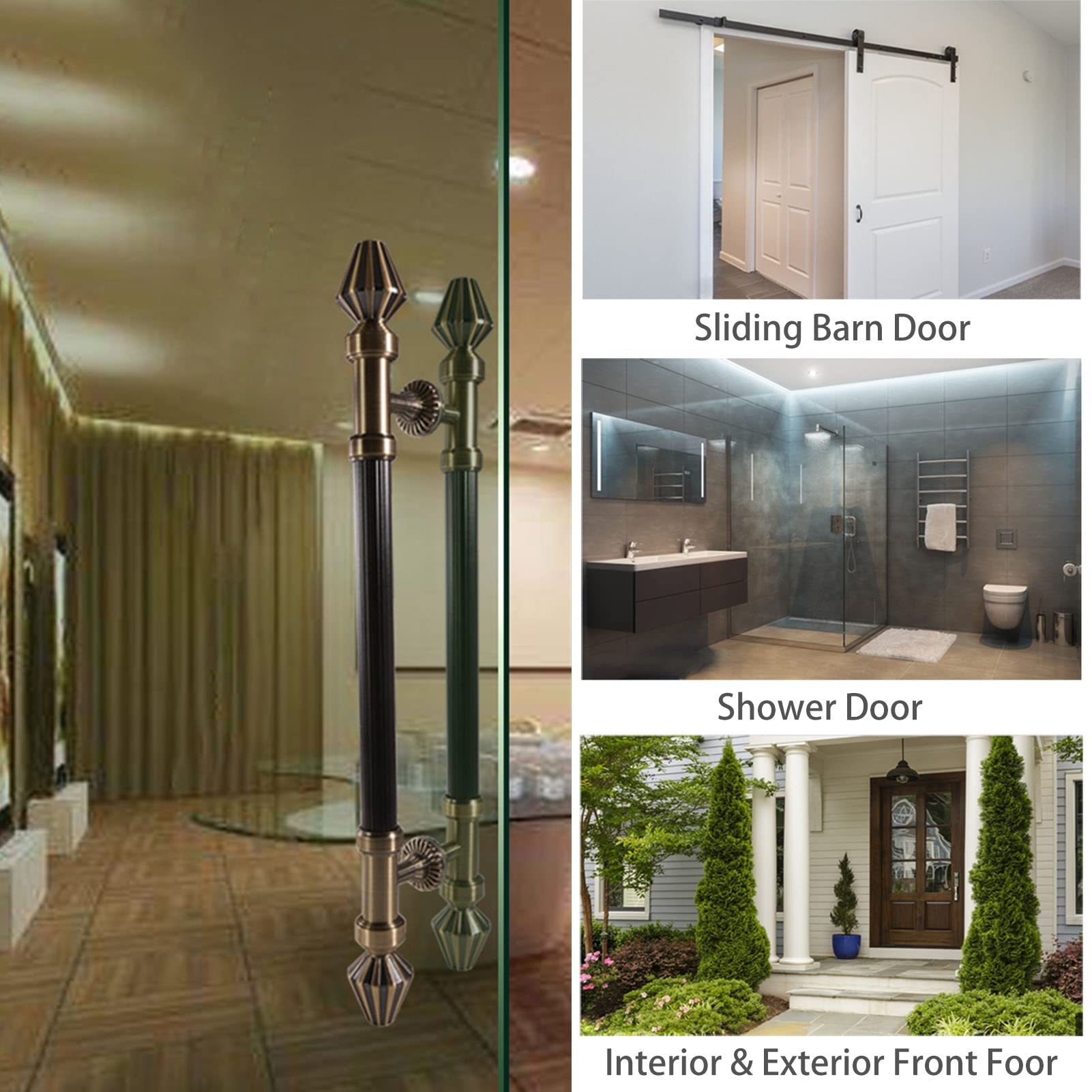 European Style Door Pull Handle - Retro Push/Pull Aluminum Alloy Entry Bar with Installation Kit for Wood/Glass/Sliding Doors (Bronze, 24 Inch) - Perfect for Barn Doors, Home Entryways & Office Spaces