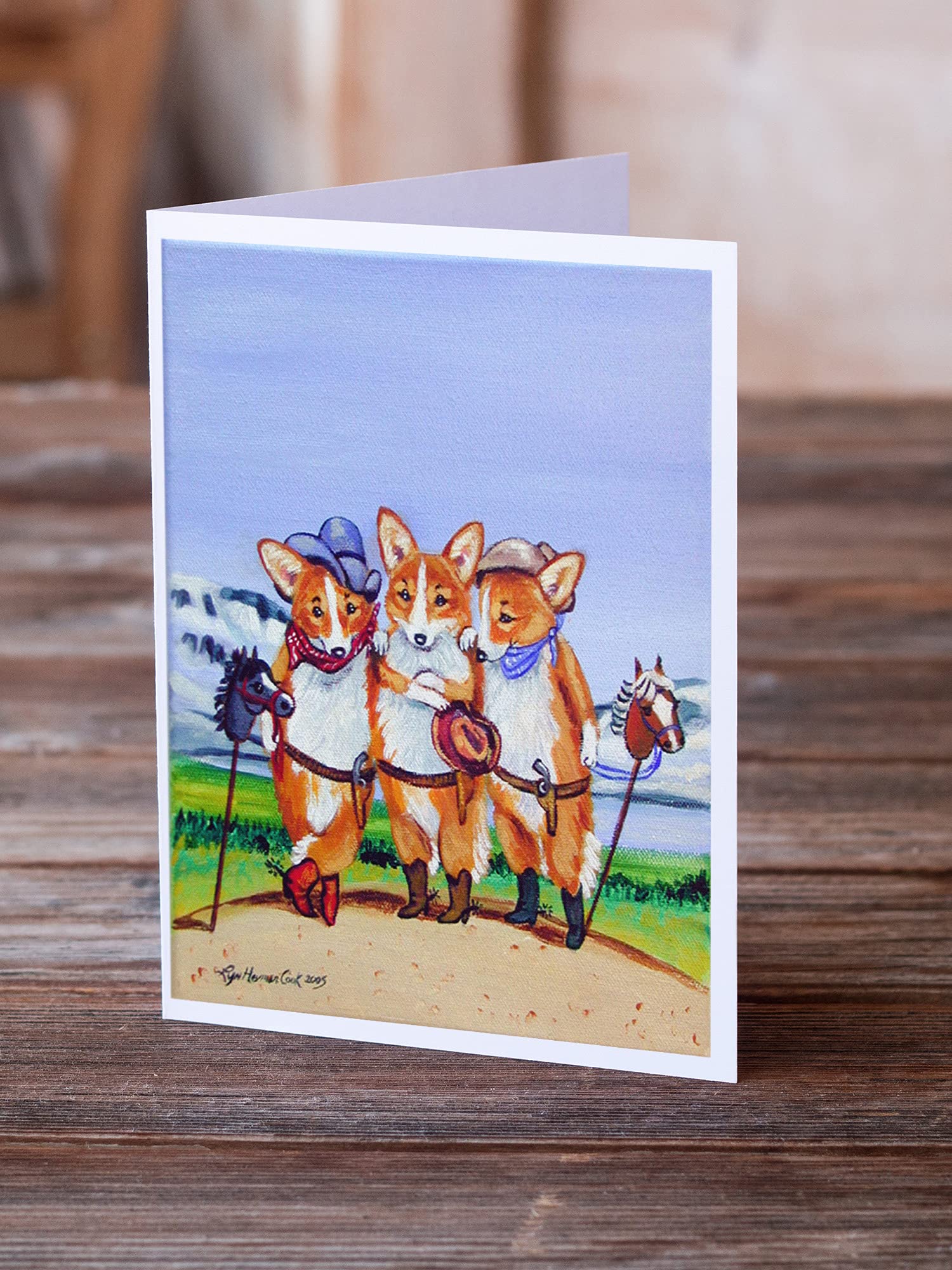 Cowboy Corgi Greeting Cards - Pack of 8 Blank A7 Note Cards with Envelopes (5x7 Inches) | Whimsical Western Theme for Birthday, Thank You & Holiday Cards | Perfect for Dog Lovers & Cowboy Fans