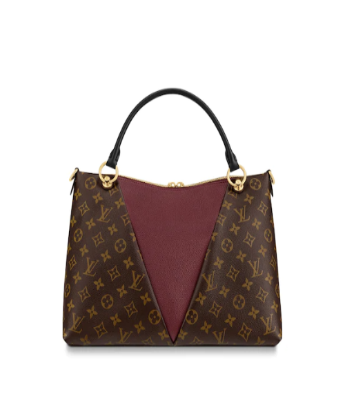 Authentic Louis Vuitton LV V Tote MM Handbag - Monogram Canvas with Bordeaux Trim | Luxury Designer Tote for Women, Work, Travel & Everyday Use
